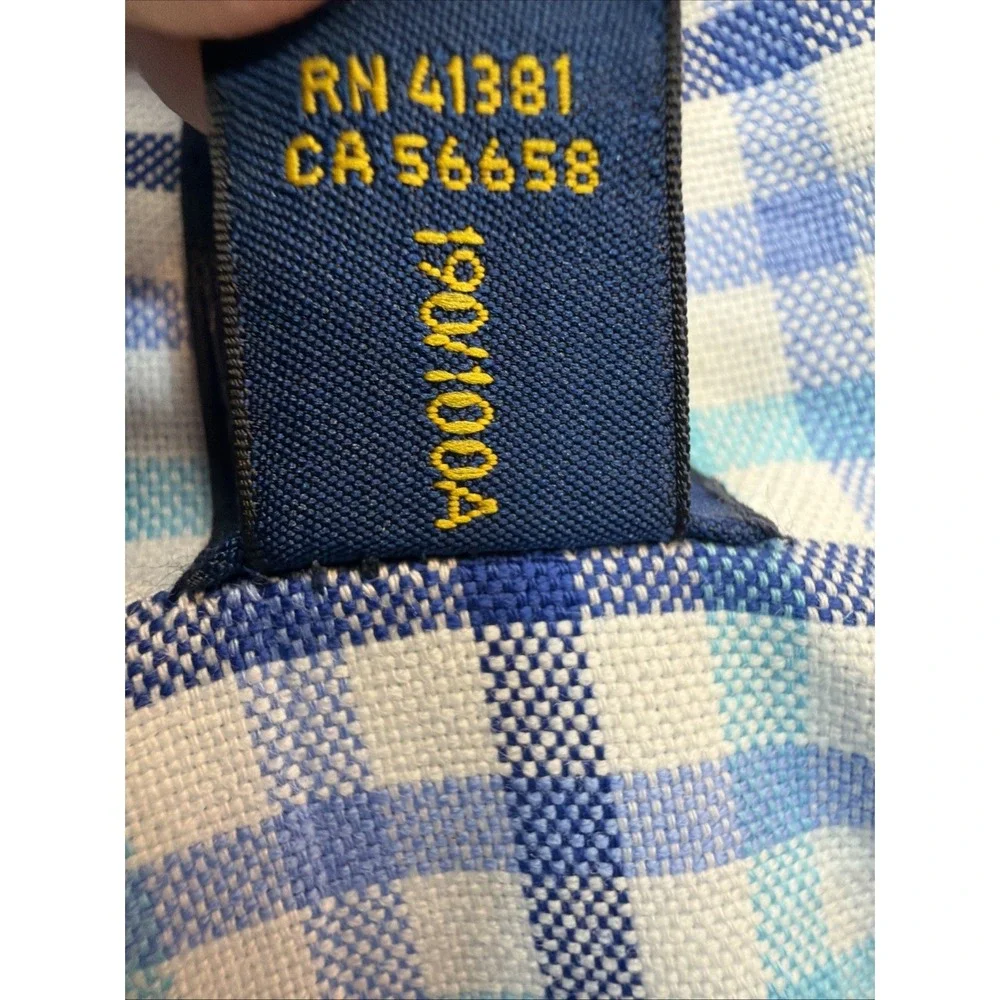 Polo Ralph Lauren Shirt Mens 2XLT Short Sleeve Oxford Blue Plaid Golf Business